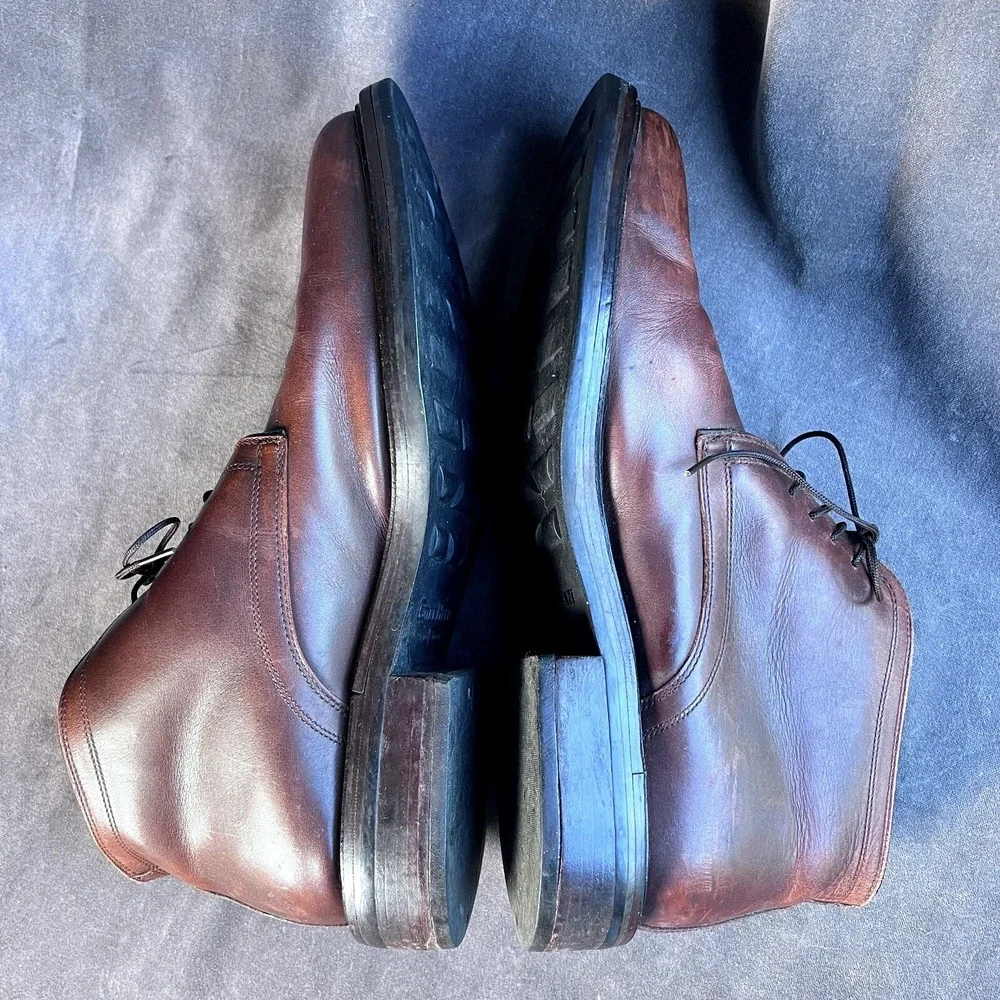Cole Haan Mens 12 Short Boot Brown Tie‎ Up Ankle Boot Leather Brown 12